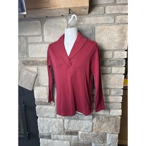 LL Bean Women's Small Mauve Red Shirt 100% Cotton Top Casual Pullover